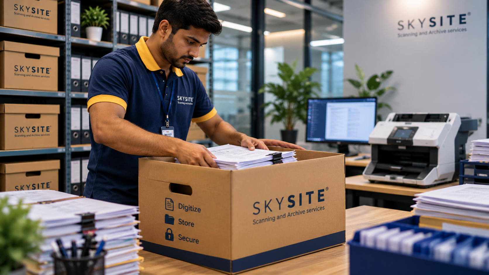 Professional Document Digitization Workspace at SKYSITE Bhubaneswar for Faster Retrieval